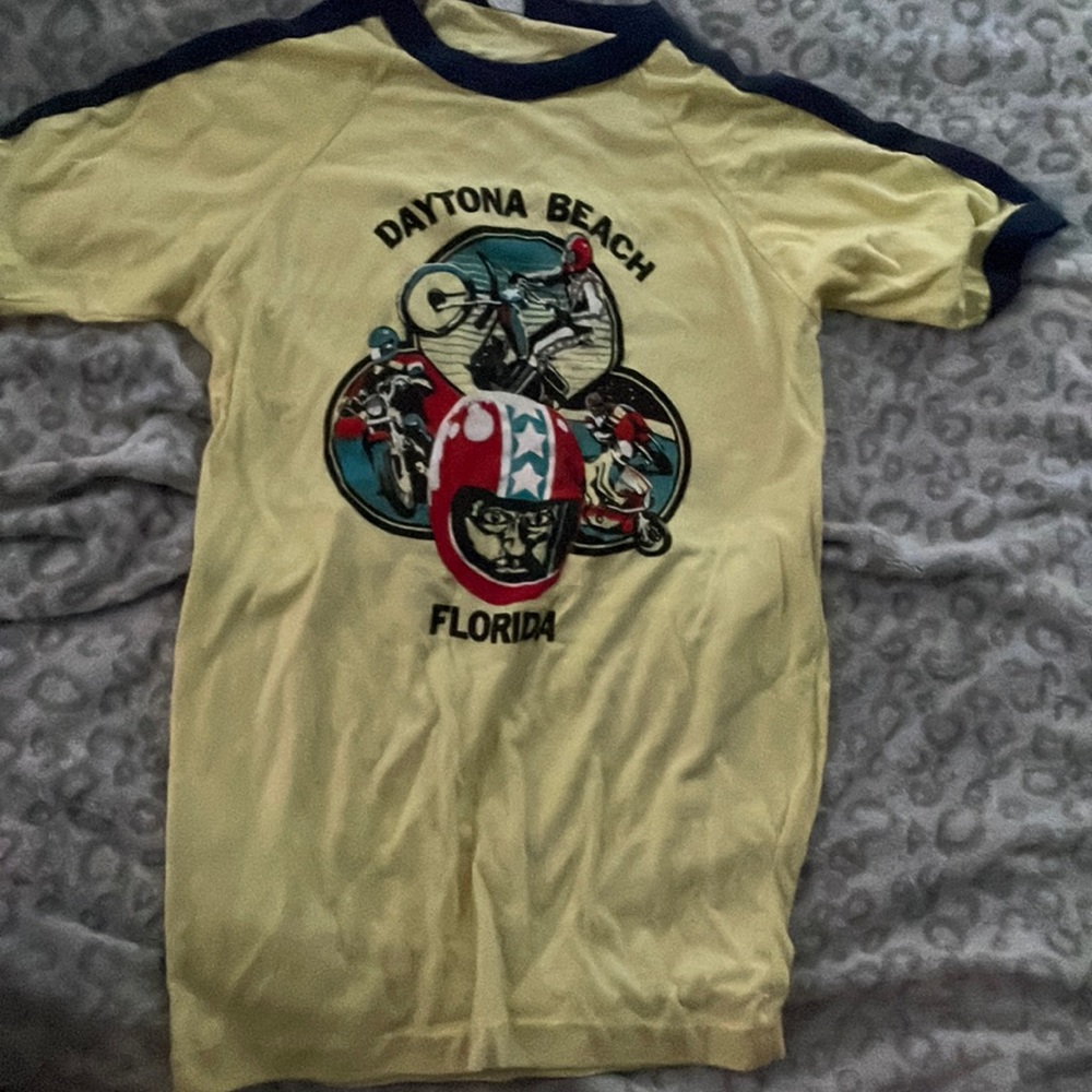 medium length yellow graphic tee